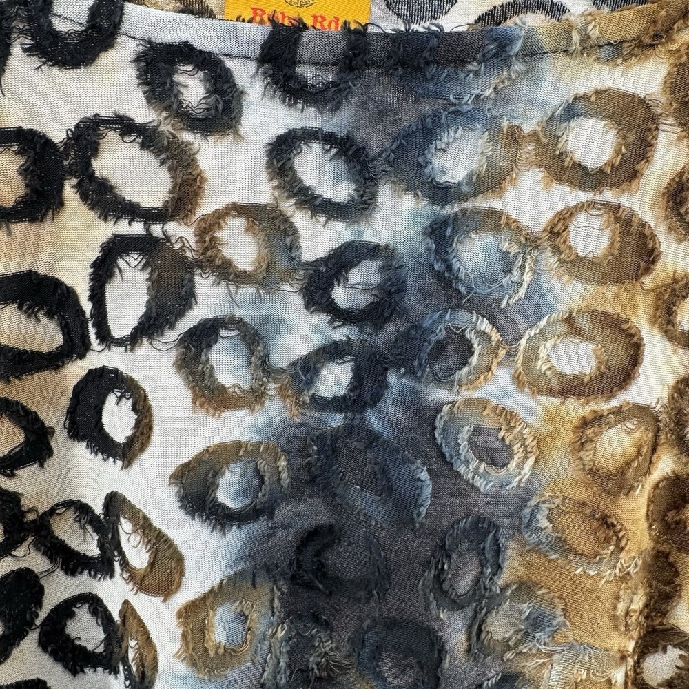 Ruby Rd 2X Animal Print Burnout Tunic Top Boho Stretch Plus Sheer Chic Resort - Picture 4 of 8